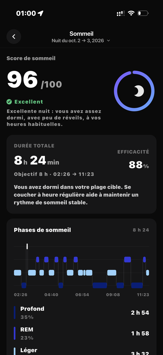 Sommeil — Bionny app screen